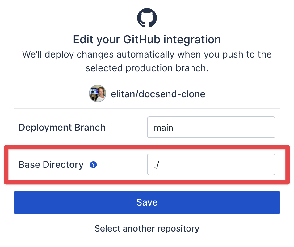 Change base directory for your GitHub Integration